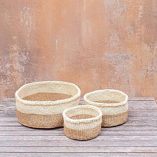 BAKULI: Clay & natural sisal basket bowl