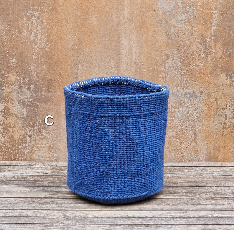 KANZU: 9W x 9H Recycled wool & sisal basket / Storage basket / Planter basket / Wool basket image 4