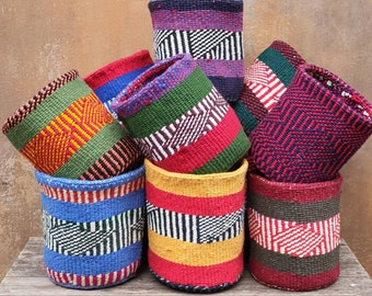 NYUZI:  6"W x 7"H Recycled wool and sisal baskets.