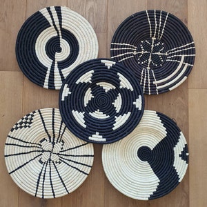 ENKANGA: 16" Uganda raffia wall basket plates