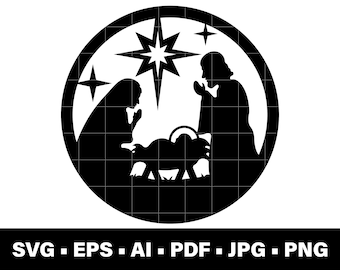 SVG Christmas Nativity Scene, Nativity Scene Cut File, Christmas Nativity Cricut, svg/jpg/eps/png/ai/pdf, Nativity Scene Silhouette Download