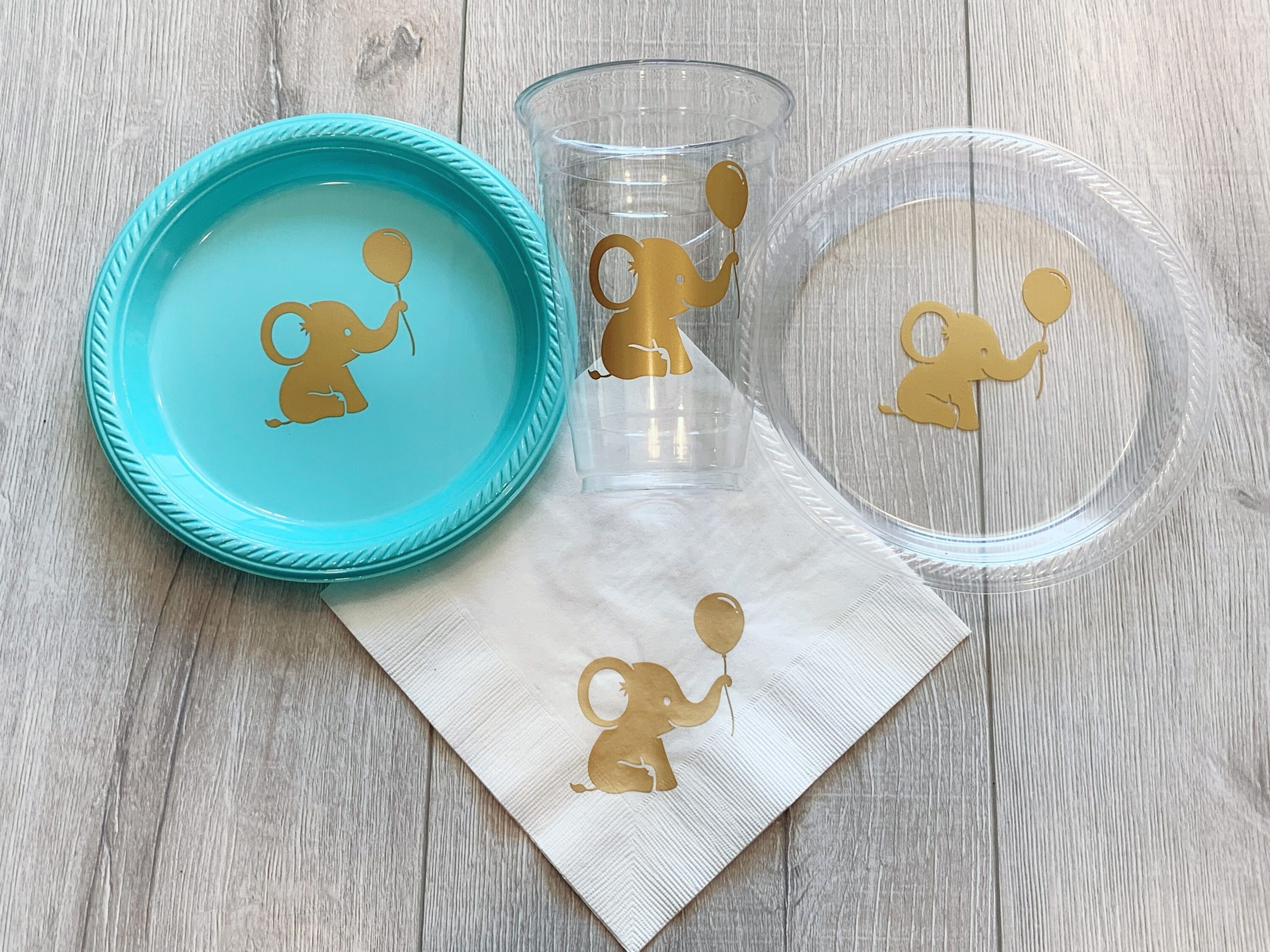 Cute Little Elephant Plates Cups and Napkins Zoo Party Supplies Wild Party Supplies Elephant Birthday Party Cute Elephant