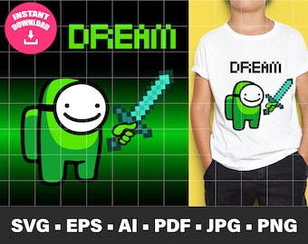 SVG Among us dream with diamond sword, among us layered SVG, Among Us dream cricut, svg/jpg/eps/png/ai/pdf files, Among Us dream Shirt SVG