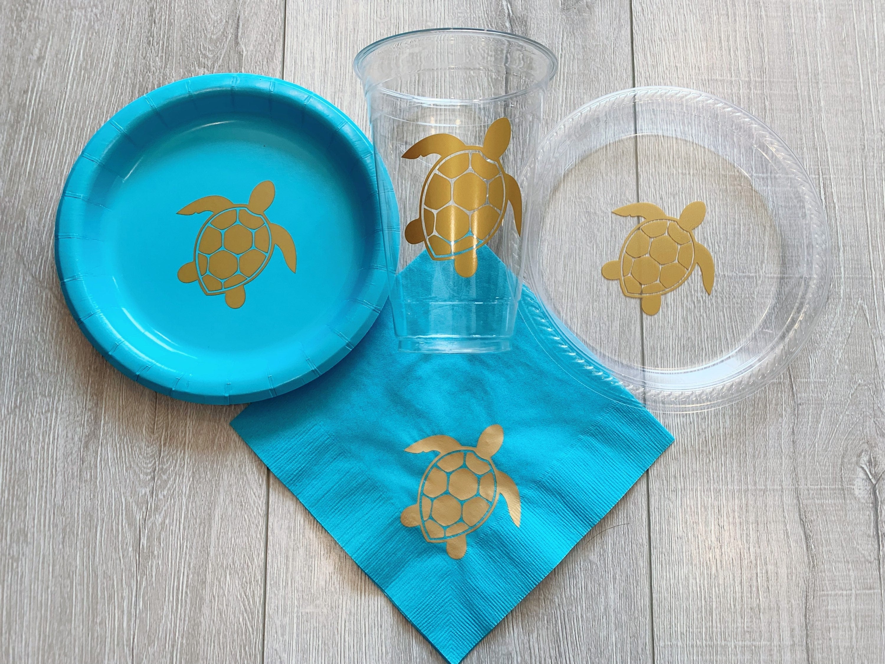 Cute Sea Turtle Plates Cups and Napkins Ocean Party Supplies Beach Party Supplies Ocean Birthday Party Tableware Turtle Baby