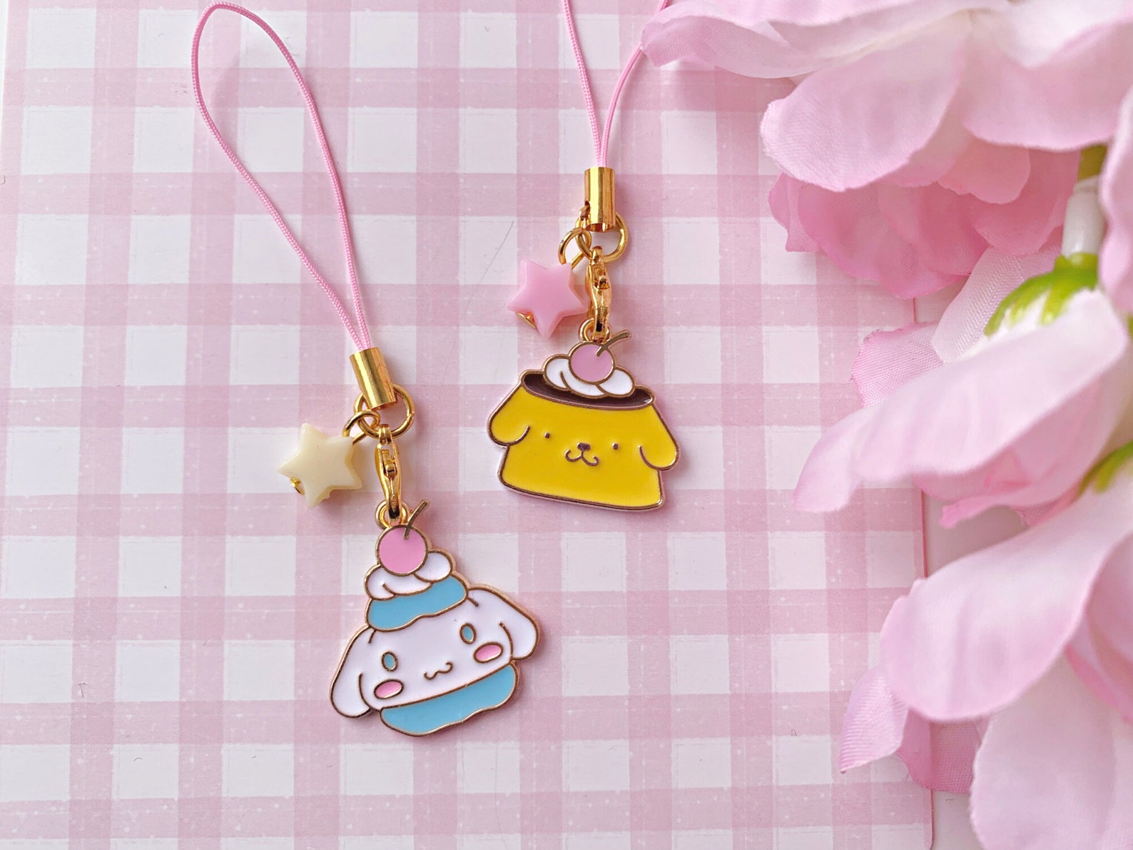 Cinnamoroll and Pompompurin Phone Charm. Kawaii Charm. Phone Etsy