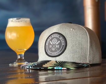 Some Good Hops Floral Snapback Hat with Black Logo