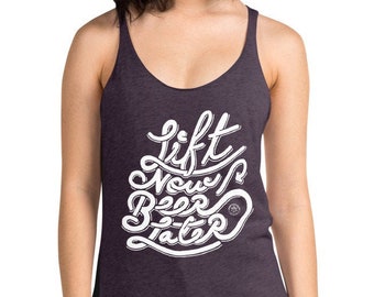 Women's Lift Now Beer Later Tank - Purple, Black, Indigo or Pink