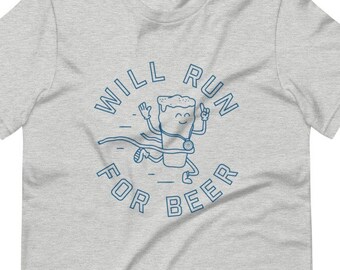 Men's Will Run For Beer T-Shirt - Heather Grey