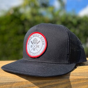 Some Good Hops Black Snapback with White Logo and Red Stitch