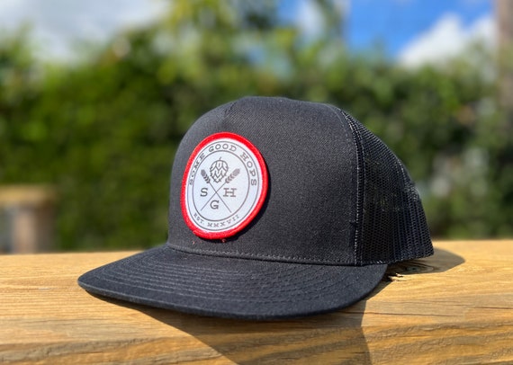 Some Good Hops Black Snapback With White Logo and Red Stitch