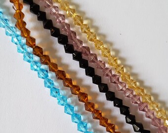 4mm bicone beads, Glass bicone beads, Bicone beads, Glass beads, Jewellery making, Beads, Bicones, Glass bicones