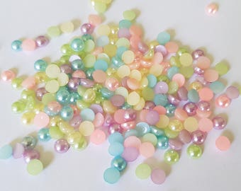 4mm pearl cabochons, Pearl cabochons, Acrylic pearl cabochons, Acrylic cabochons, Cabochons, Flatbacks, Pearls, Scrapbooking, Crafts, Pastel