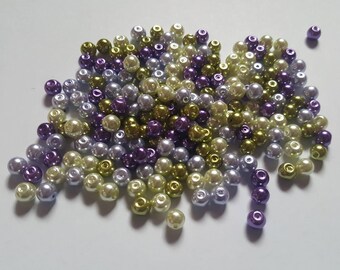 Lavender garden pearl mix, Glass pearl mix, Glass pearl beads, Bead mix, Bead soup, Glass pearls, Glass beads, Pearl beads, Jewellery making