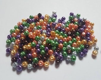 Halloween pearl mix, Glass pearl mix, Glass pearl beads, Bead mix, Bead soup, Glass pearls, Glass beads, Pearl beads, Jewellery making