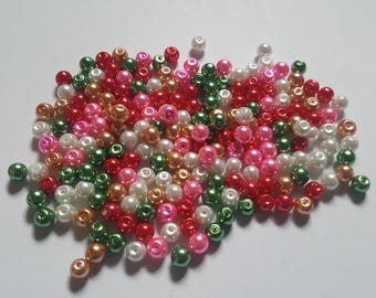 Christmas pearl mix, Glass pearl mix, Glass pearl beads, Bead mix, Bead soup, Glass pearls, Glass beads, Pearl beads, Jewellery making