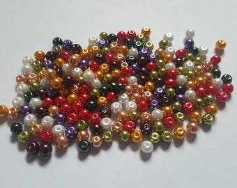 Tartan pearl mix, Glass pearl mix, Glass pearl beads, Bead mix, Bead soup, Glass pearls, Glass beads, Pearl beads, Jewellery making