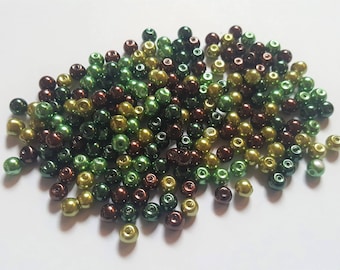 Chocolate mint pearl mix, Glass pearl mix, Glass pearl beads, Bead mix, Bead soup, Glass pearls, Glass beads, Pearl beads, Jewellery making