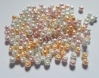 Barely pink pearl mix, Glass pearl mix, Glass pearl beads, Bead mix, Bead soup, Glass pearls, Glass beads, Pearl beads, Jewellery making