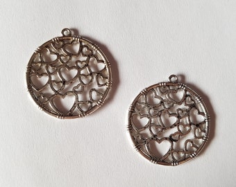 Heart pendants, Heart charms, Filigree pendants, Jewellery pendants, Jewellery making, Pendants, Charms, Round pendant, Heart, Hearts