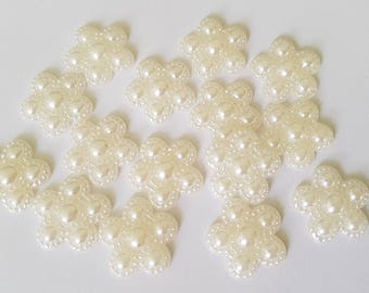 17mm flower cabochons, Flower cabochons, Pearl cabochons, Flatback cabochons, Flower, Flowers, Pearl, Cream
