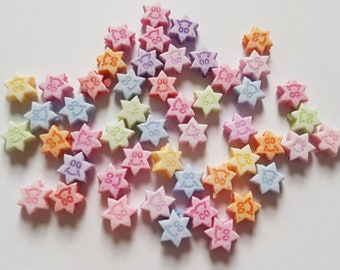 8mm acrylic star beads, smiley face star beads, smiley face beads, star beads, acrylic beads, jewellery making, beads, jewellery beads, star