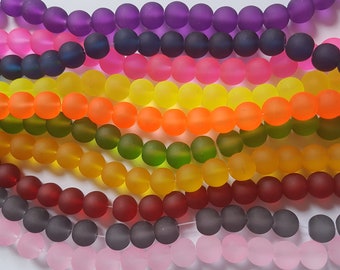 10mm frosted glass beads, Frosted glass beads, Frosted beads, Glass beads, Jewellery beads, Round beads, Frosted rounds, Frosted glass