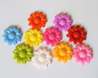 20mm flower cabochons, Flower cabochons, Flower flatbacks, Acrylic cabochons, Acrylic flatbacks, Cabochons, Flatbacks, Flowers, Flower