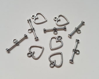 Heart toggle clasps, Toggle clasps, Jewellery clasps, Decorative clasps, Jewellery making, Jewellery findings, Toggle, Clasps, Hearts