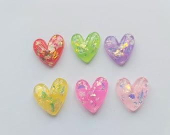 20mm heart flatbacks, Sparkle heart flatbacks, Heart flatbacks, Resin cabochons, Resin flatbacks, Sparkle, Sparkle heart, Hearts, Heart