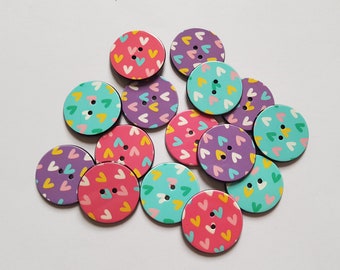 Hartpatroon acryl knopen | 10 stuks ronde ambachtelijke knopen van 25 mm | Doe-het-zelfnaaien, scrapbooking, accessoires, decoratieve versieringen