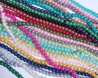 1 Strand 4mm Cyan Pearl Glass Pearls 216 Beads