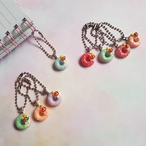 Dije para planificador de tartas/Colgante de resina con base plana en cadena de bolas plateada/Accesorio para diario, cuaderno, cremallera y estuche