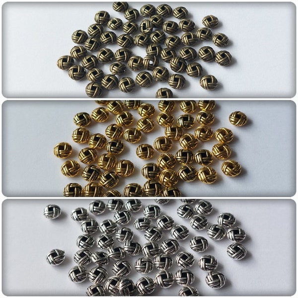 6mm woven knot beads, Woven knot spacers, Spacer beads, Woven beads, Knot beads, Metal beads, Beads, Jewellery making