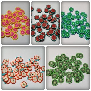 6mm klei fruit cabochons, fruit cabochons, klei cabochons, polymeer klei cabochons, cabochons, plaksteen cabochons, klei, polymeerklei, fruit