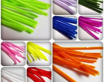 30 x Fuzzy Craft Pipe Cleaners | 30cm Chenille & Iron Wire Stems for DIY Crafts, Decorations, Kids’ Projects and Floral Art