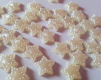 11mm star cabochons, Pearl star cabochons, Star cabochons, Pearl cabochons, Cabochons, Flatback cabochons, Acrylic cabochons, Pearl, Star