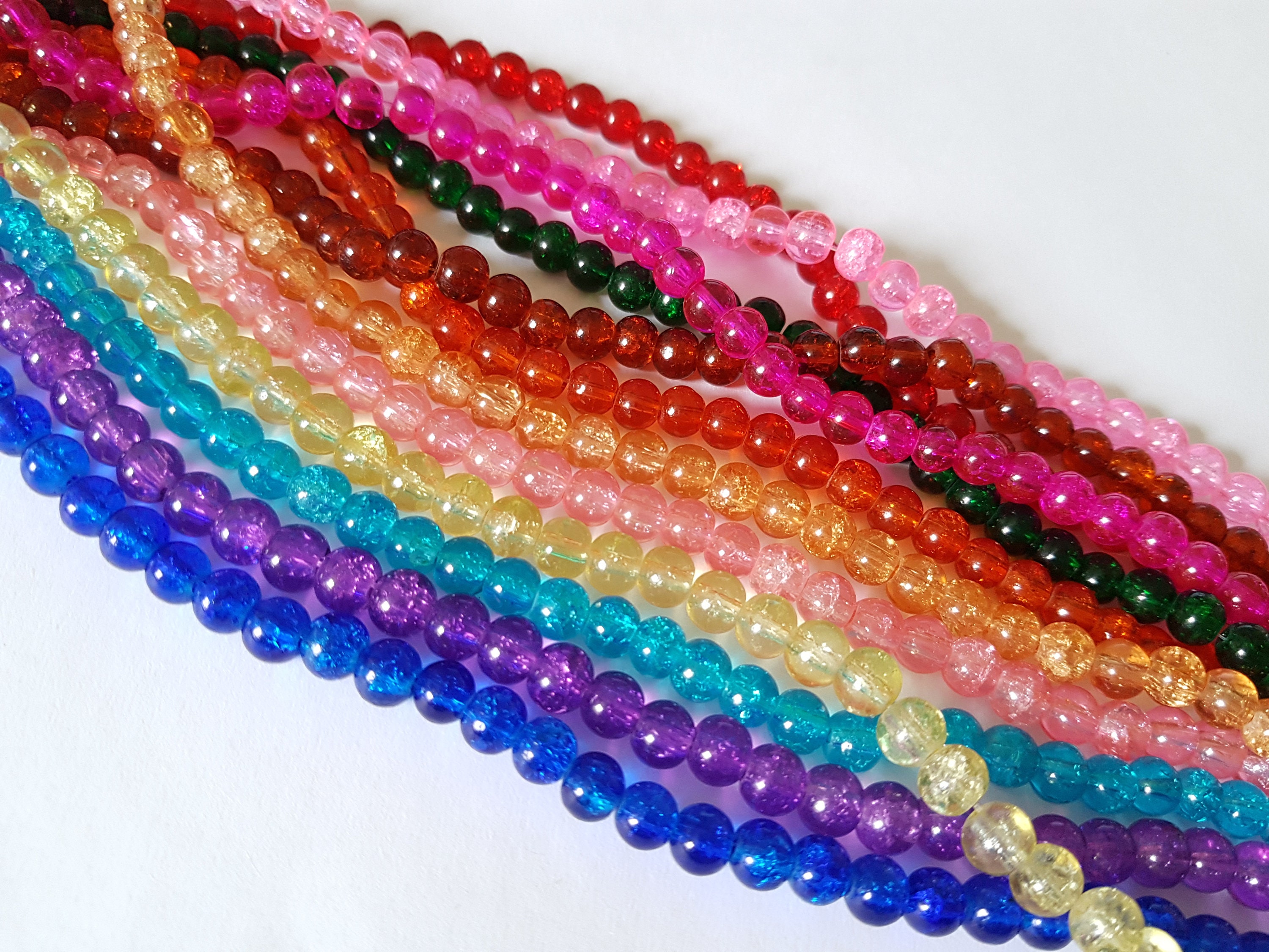 6mm crackle glass beads Crackle glass beads Crackle beads | Etsy
