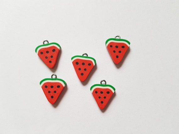 4 Watermelon charms silver plated FD327
