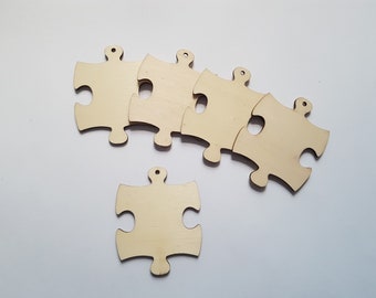 5 elementów układanki | Drewniane kształty ze sklejki 70 mm | Dekoracje i artykuły rzemieślnicze DIY