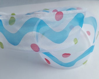 1m Multicolor Printed Organza Ribbon | 40mm Wide Ribbon for DIY Crafts, Gift Wrapping & Handmade Projects