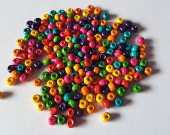 Wooden beads, Wood beads, Painted wooden beads, Craft beads, Jewellery making, Beads, Craft beads, Wooden, Round, 5.5mm, Various colours