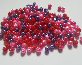Valentine’s Pearl Bead Mix | Glass Round Beads 4mm 6mm 8mm | DIY Jewellery & Craft Supplies