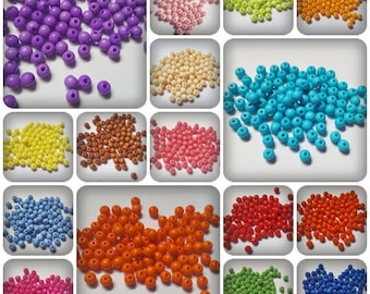 Perles rondes acryliques, Perles acryliques, Perles rondes, Fabrication de bijoux, Perles artisanales, Ronde, 4mm, Perles