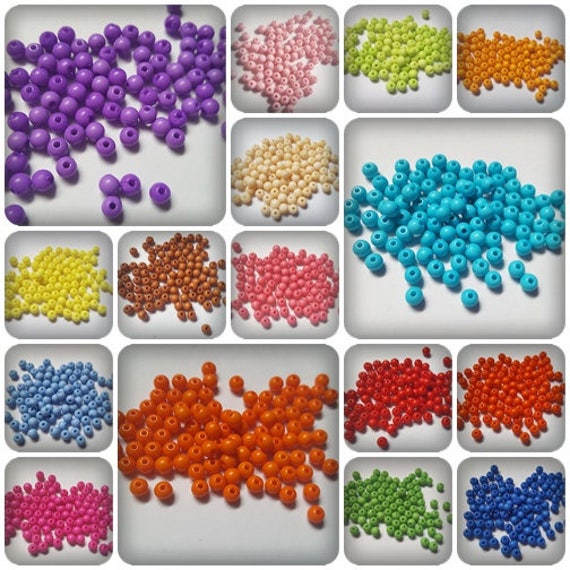 Baby Pink 4mm//1mm hole x 100 Plastic Acrylic Beads Stardust Round