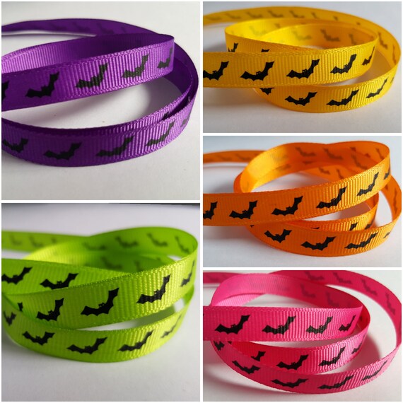 Bat ribbon Bats ribbon Halloween ribbon Printed ribbon Etsy