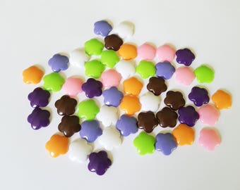 14mm flower cabochons, Flower cabochons, Flower flatbacks, Acrylic cabochons, Cabochons, Flatbacks, Flower, Flowers