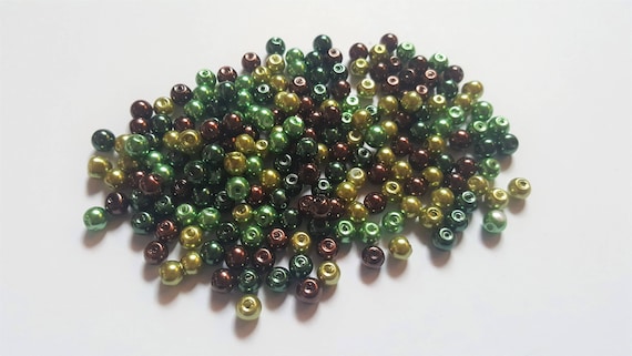 Chocolate Mint Pearl Bead Mix | Glass Round Beads 4mm 6mm 8mm | DIY Jewellery & Craft Supplies