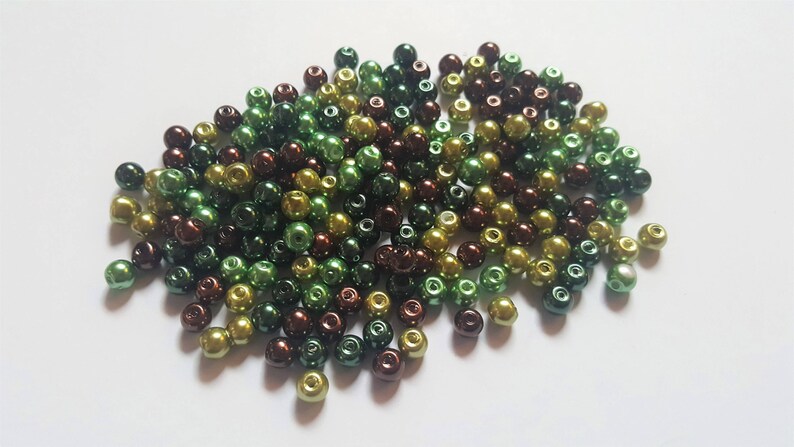 Chocolate Mint Pearl Bead Mix | Glass Round Beads 4mm 6mm 8mm | DIY Jewellery & Craft Supplies