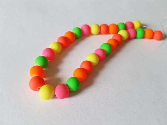 100 Neon Yellow Beads 8mm Glass Beads Rubber Beads Wholesale Beads