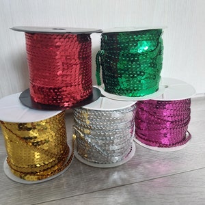6mm Paillettenbesatz, Paillettenborte metallic, Paillettenborte, Paillettenborte, Paillettenborte, Verzierung, Sparkle Trim, metallic Pailletten, Pailletten Handwerk